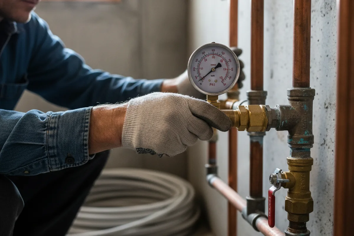 Pressure testing a repaired line during Water Line Repair in Winamac